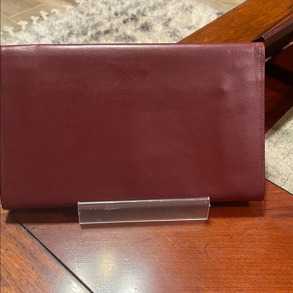 Cartier Burgundy Leather Wallet with Gold Plaque
